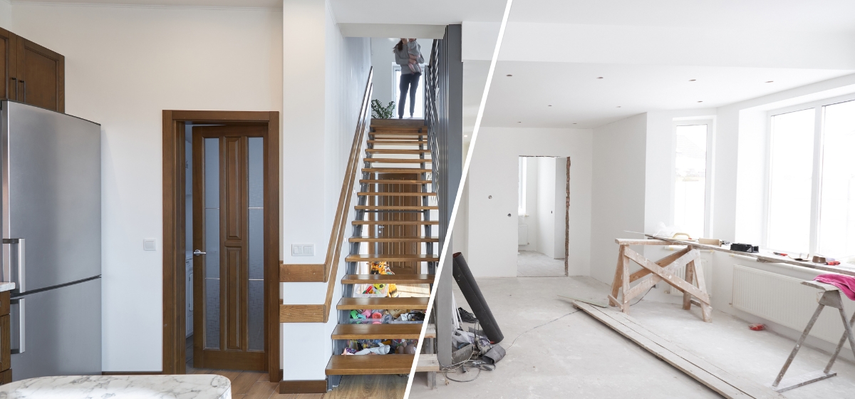 Pintura de interiores en sala de estar para renovar el ambiente